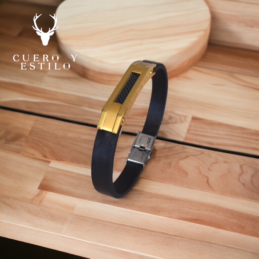 Pulsera Cuero Gold Onix