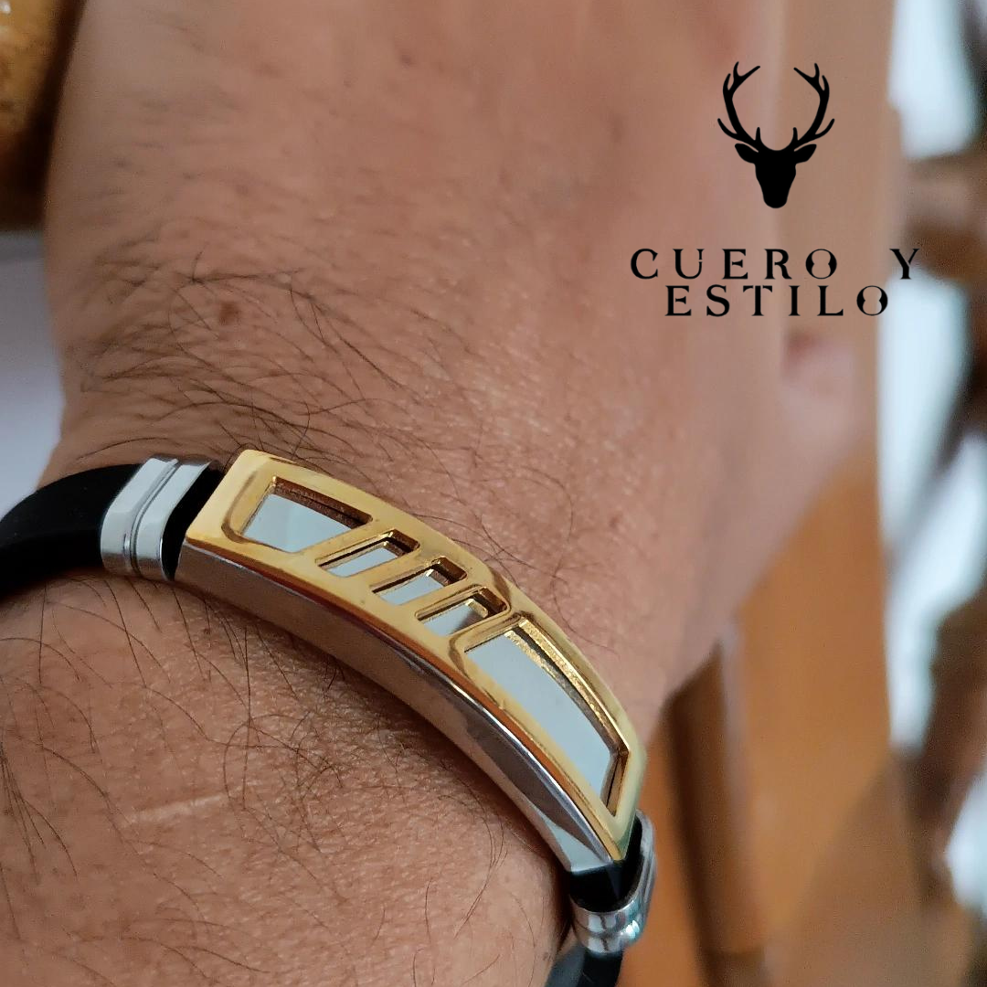 Pulsera Neopreno Gold Silver Lines